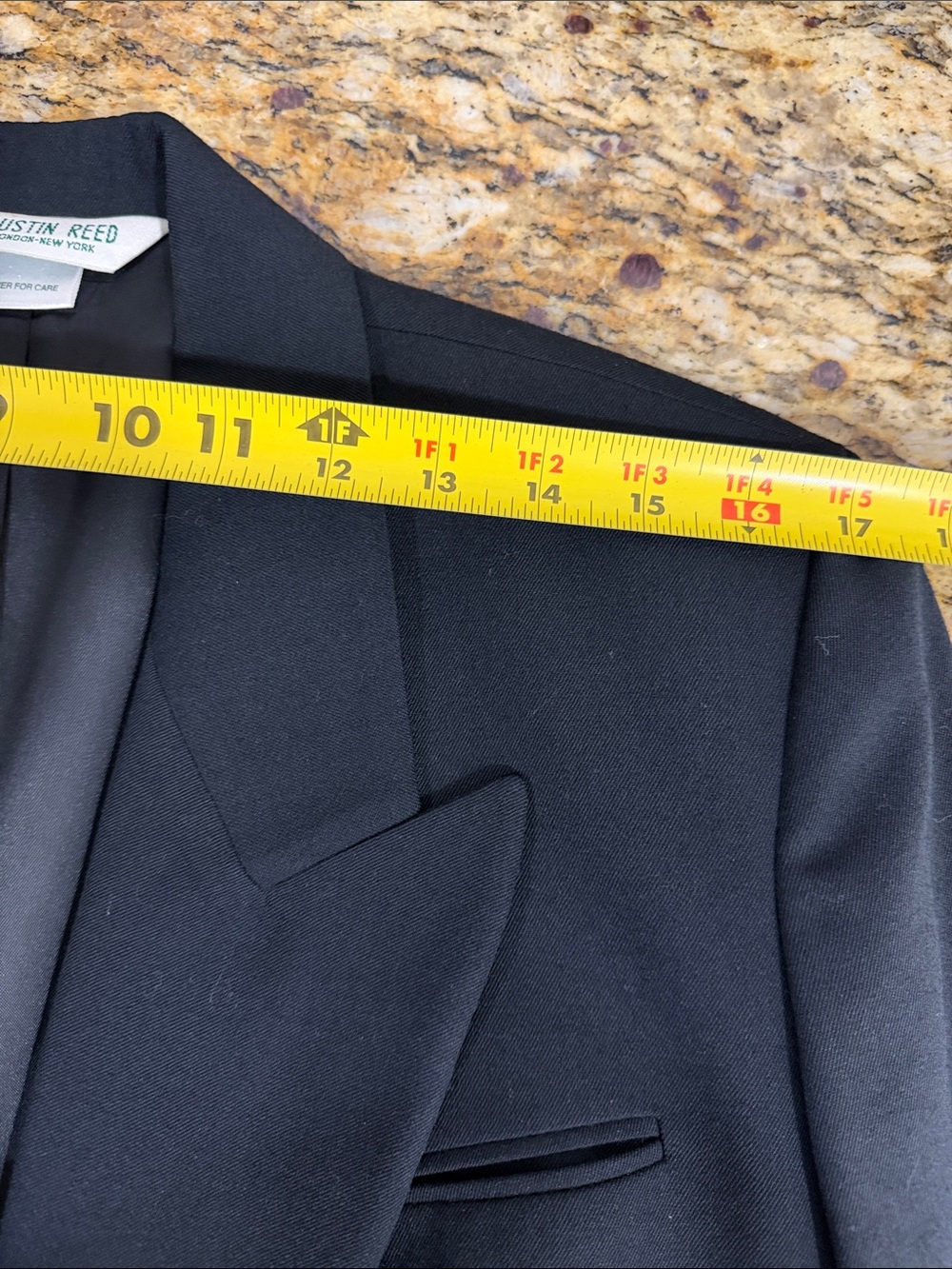 Vintage Austin Reed Black Wool Blazer Gold Button Double Breasted Jacket Size 8 - Picture 9 of 12